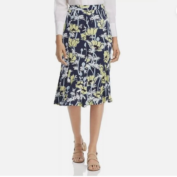 Tory Burch Dresses & Skirts - $258 TORY BURCH Printed Jersey Skirt Navy Poppies Bloom Size L NEW WITH TAG!